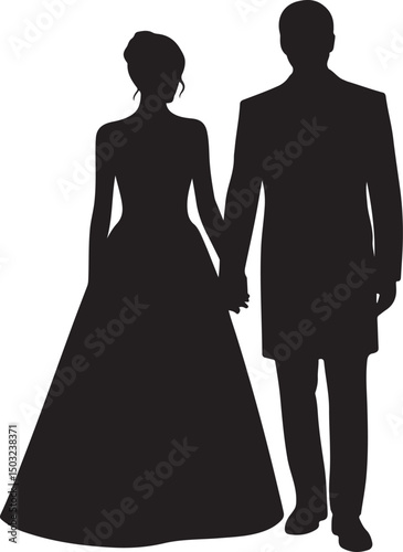 Bride and Groom Wedding Silhouette

Just Married Couple Vector Art

Elegant Wedding Moment Illustration

Romantic Bride & Groom Pose

Classic Wedding Couple Silhouette