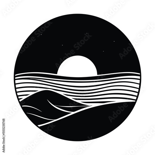 vector illustration of a Sunset at the dune beach