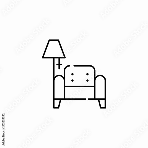 armchair with floor lamp icon sign vector