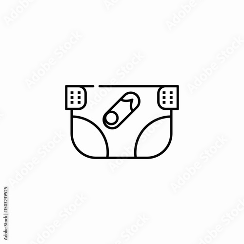 baby diaper with pin icon sign vector