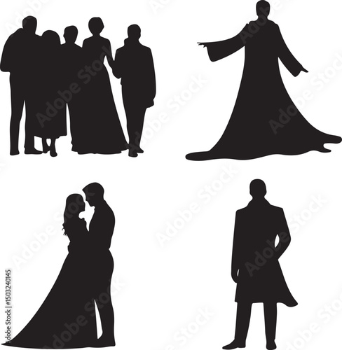 Bride and Groom Wedding Silhouette

Just Married Couple Vector Art

Elegant Wedding Moment Illustration

Romantic Bride & Groom Pose

Classic Wedding Couple Silhouette