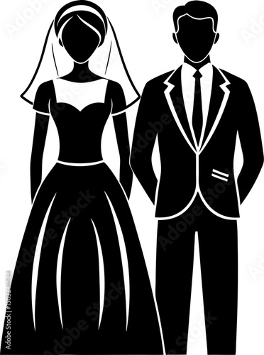 silhouette of a bride and groom cupel 