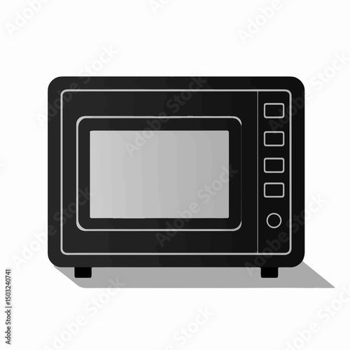 Modern Microwave Icon: Sleek black microwave icon with a gradient screen and minimalist design