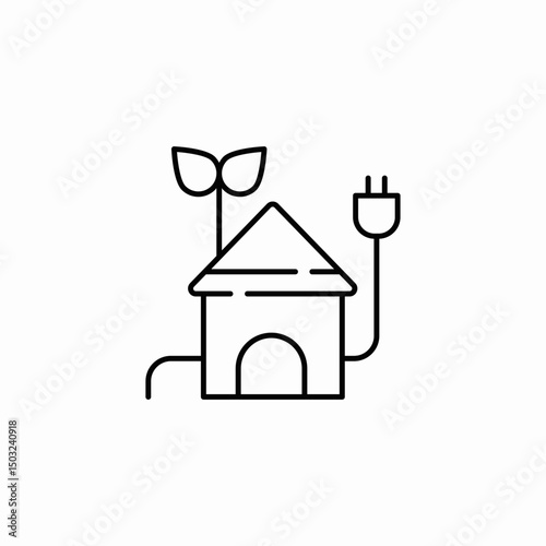 energy save home with plug and leaves icon sign vector