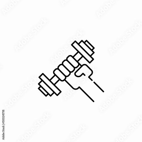 hand holding a dumbbell icon sign vector
