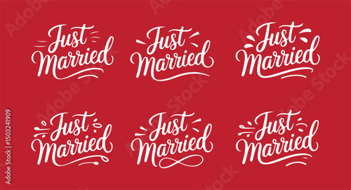 Modern handmade calligraphy about JUST MARRIED