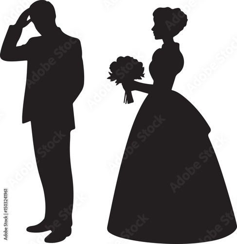 Bride and Groom Wedding Silhouette

Just Married Couple Vector Art

Elegant Wedding Moment Illustration

Romantic Bride & Groom Pose

Classic Wedding Couple Silhouette