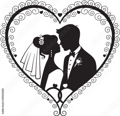 Bride and Groom Wedding Silhouette

Just Married Couple Vector Art

Elegant Wedding Moment Illustration

Romantic Bride & Groom Pose

Classic Wedding Couple Silhouette