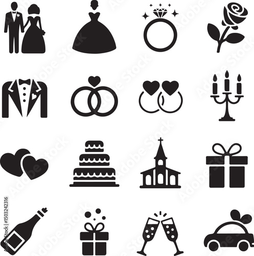 Bride and Groom Wedding Silhouette

Just Married Couple Vector Art

Elegant Wedding Moment Illustration

Romantic Bride & Groom Pose

Classic Wedding Couple Silhouette