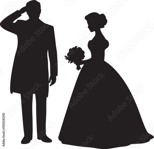 Bride and Groom Wedding Silhouette

Just Married Couple Vector Art

Elegant Wedding Moment Illustration

Romantic Bride & Groom Pose

Classic Wedding Couple Silhouette