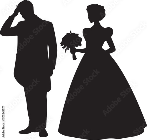 Bride and Groom Wedding Silhouette

Just Married Couple Vector Art

Elegant Wedding Moment Illustration

Romantic Bride & Groom Pose

Classic Wedding Couple Silhouette