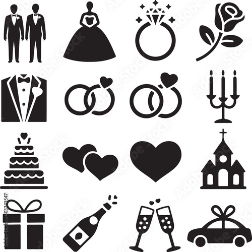Bride and Groom Wedding Silhouette

Just Married Couple Vector Art

Elegant Wedding Moment Illustration

Romantic Bride & Groom Pose

Classic Wedding Couple Silhouette