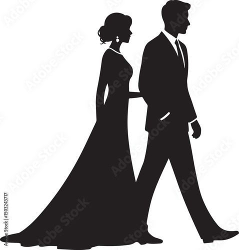 Bride and Groom Wedding Silhouette

Just Married Couple Vector Art

Elegant Wedding Moment Illustration

Romantic Bride & Groom Pose

Classic Wedding Couple Silhouette