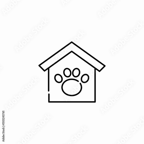 pet house with paw print icon sign vector
