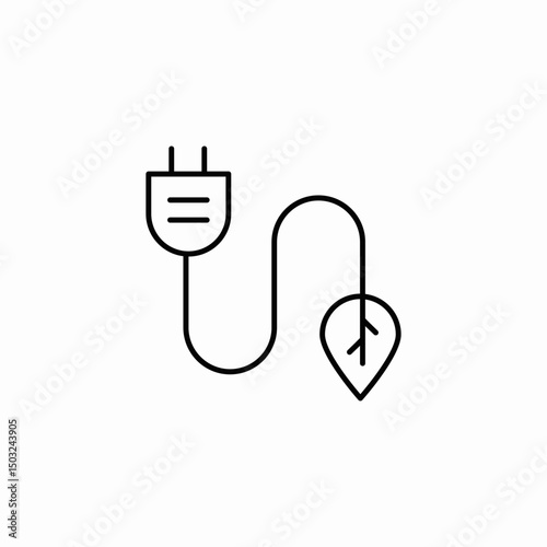 plug with wire ending in plant leaf icon sign vector