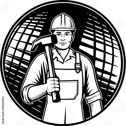 vector illustration of a construction worker