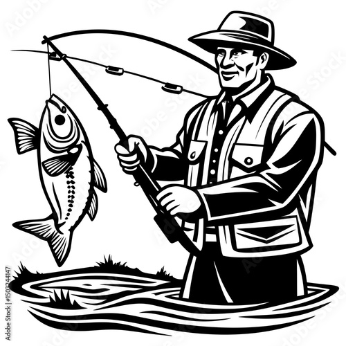 fisherman with fishing rod