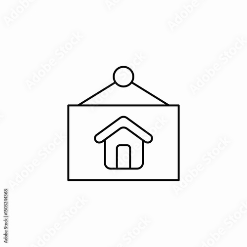 sign with house image hanging on a string icon sign vector