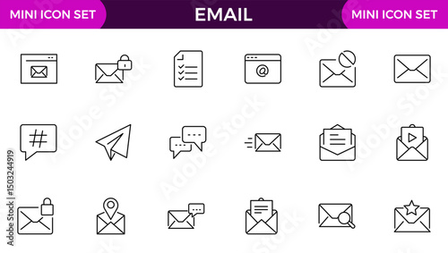 Email line icon collection. Informations, message, transfer, letter, text, gmail and communication icon set