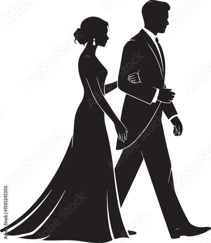 Bride and Groom Wedding Silhouette

Just Married Couple Vector Art

Elegant Wedding Moment Illustration

Romantic Bride & Groom Pose

Classic Wedding Couple Silhouette