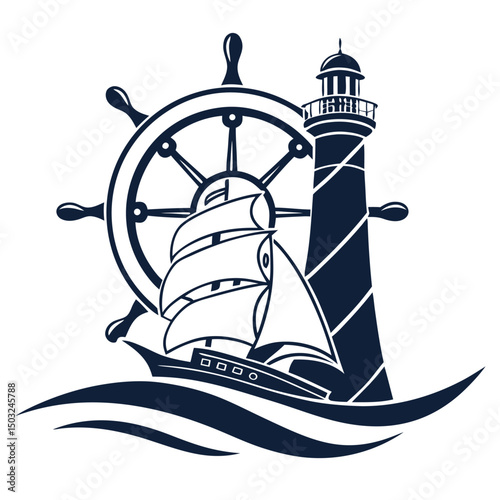 vector illustration of a ship