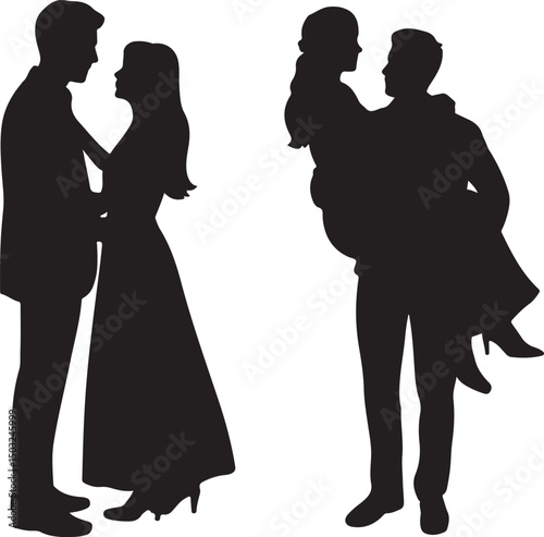 Bride and Groom Wedding Silhouette

Just Married Couple Vector Art

Elegant Wedding Moment Illustration

Romantic Bride & Groom Pose

Classic Wedding Couple Silhouette