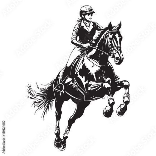 female jockey riding a racing horse vector image