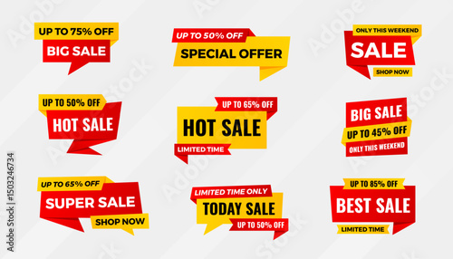 Discount sale labels vector template. Price Drop, big sale, final sale, flash sale background. Discount Promotion marketing poster design for web and Social.