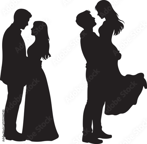 Bride and Groom Wedding Silhouette

Just Married Couple Vector Art

Elegant Wedding Moment Illustration

Romantic Bride & Groom Pose

Classic Wedding Couple Silhouette