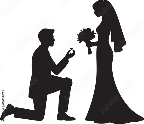 Bride and Groom Wedding Silhouette

Just Married Couple Vector Art

Elegant Wedding Moment Illustration

Romantic Bride & Groom Pose

Classic Wedding Couple Silhouette