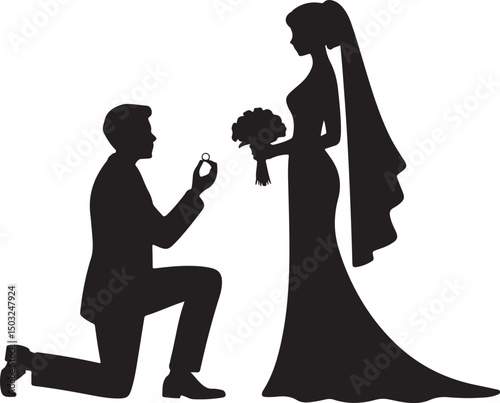 Bride and Groom Wedding Silhouette

Just Married Couple Vector Art

Elegant Wedding Moment Illustration

Romantic Bride & Groom Pose

Classic Wedding Couple Silhouette