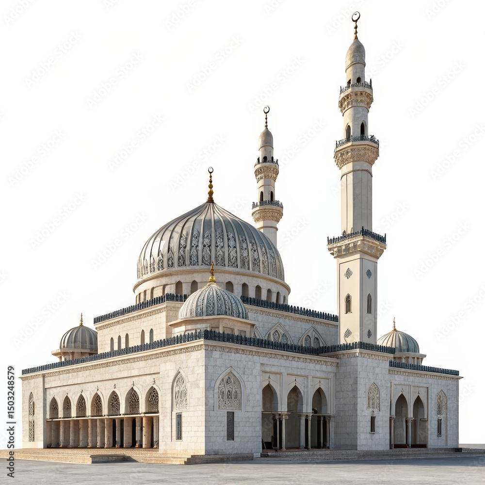Obraz premium Elegant Mosque with Domes and Minarets Islamic Architecture , Religious Building