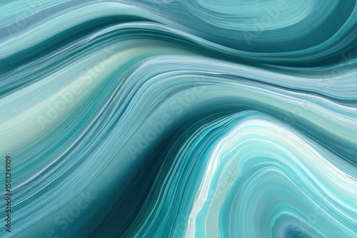 Abstract Turquoise and Blue Water Waves Background with Gradient Texture
