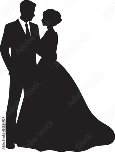 Bride and Groom Wedding Silhouette

Just Married Couple Vector Art

Elegant Wedding Moment Illustration

Romantic Bride & Groom Pose

Classic Wedding Couple Silhouette
