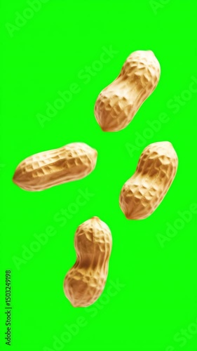 Wallpaper Mural Floating peanuts on a bright green background create a playful atmosphere for content creation Torontodigital.ca