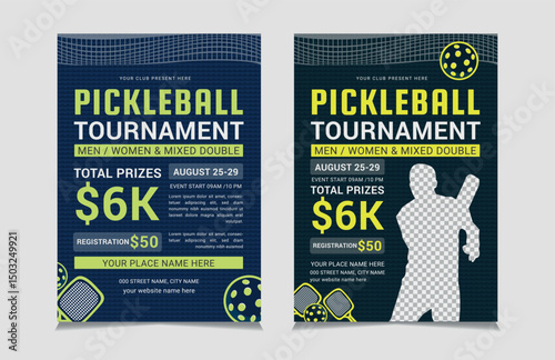 Pickleball Tournament Flyer Templates, vector illustration eps 10	