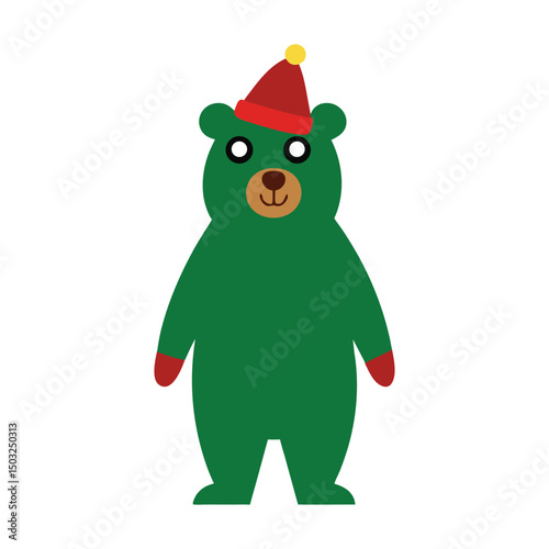 bear stays up for Christmas vector art on white background