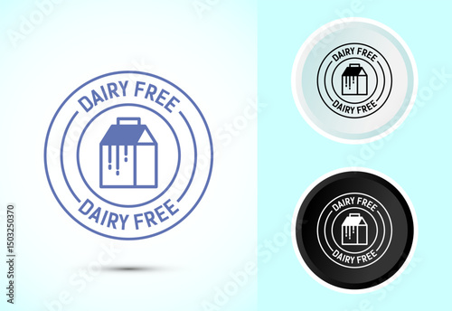 Dairy free icon design illustration, Healthy food symbol in color, black and white, Dairy free badge label