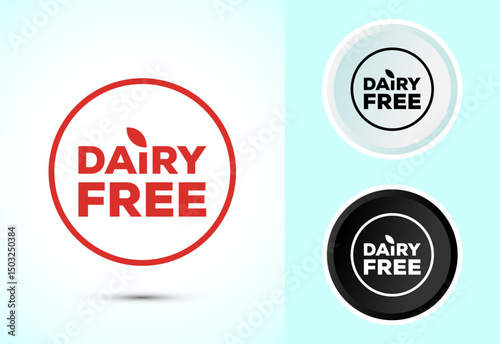 Dairy free icon design illustration, Healthy food symbol in color, black and white, Dairy free badge label