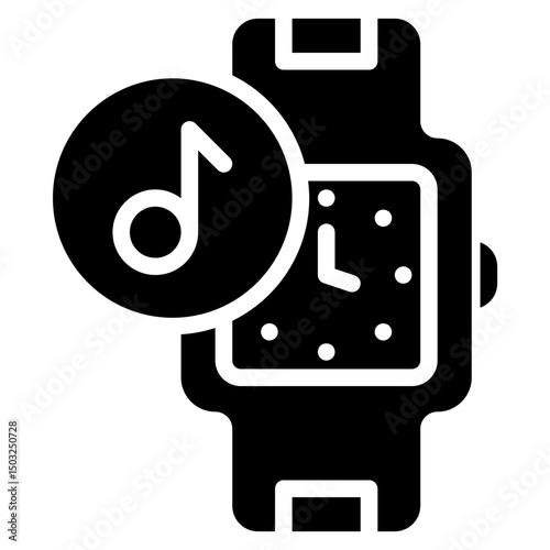 smartwatch music solid icon	