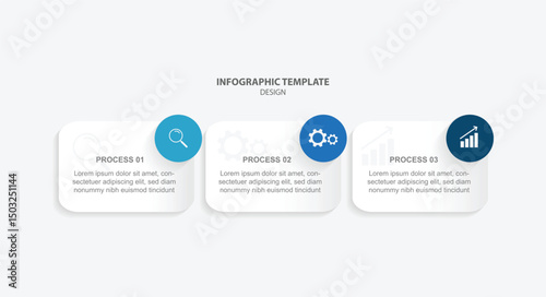3 process infographic line style with paper concept. Vector schedule workflow for business information

