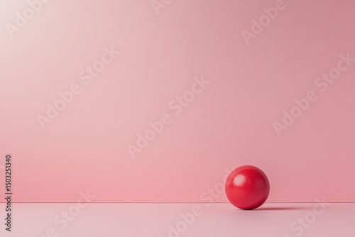 Red ball on pink minimalist backdrop
