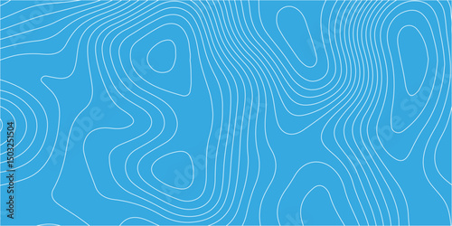 Topographic map background with geographic grid for hiking and mountain sport. modern design with blue background and white wave lines. topographic contour lines vector map seamless pattern vector.