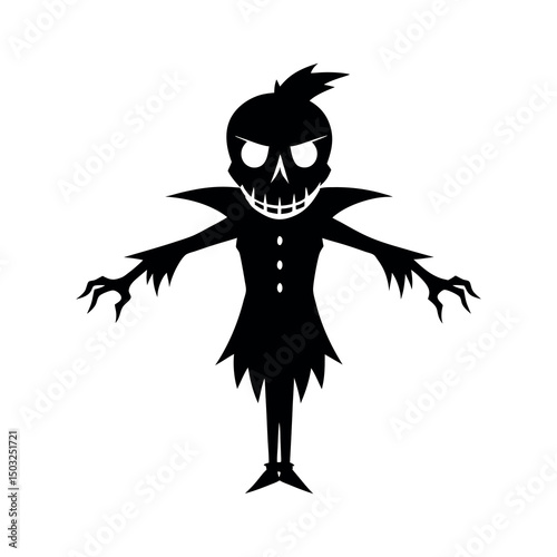 Stylized Scarecrow Skull Black Vector Silhouette Art