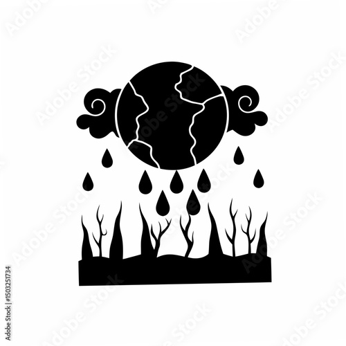creative Silhouette Climate Change Vector Illustration 