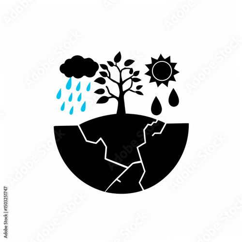 creative Silhouette Climate Change Vector Illustration 