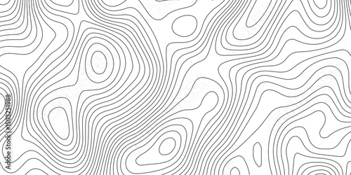 Topographic map background with geographic grid for hiking and mountain sport. modern design with white background and black wave lines. topographic contour lines vector map seamless pattern vector.