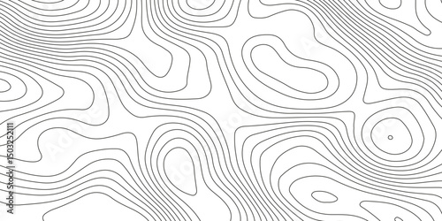 Topographic map background with geographic grid for hiking and mountain sport. modern design with white background and black wave lines. topographic contour lines vector map seamless pattern vector.