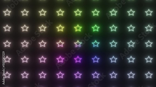 Rainbow neon stars pattern background