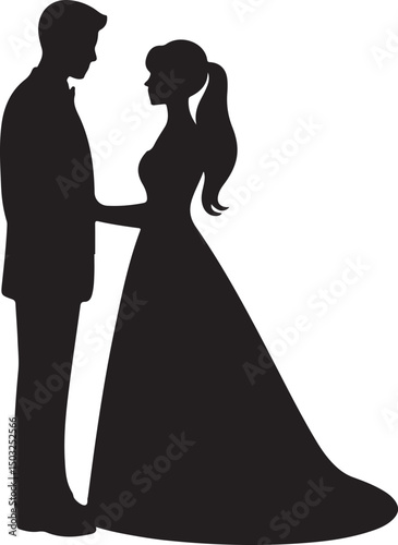Bride and Groom Wedding Silhouette

Just Married Couple Vector Art

Elegant Wedding Moment Illustration

Romantic Bride & Groom Pose

Classic Wedding Couple Silhouette
